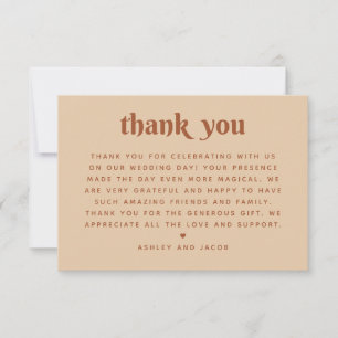 Modern Wedding Minimalist Clean Warm Peach Sand Thank You Card