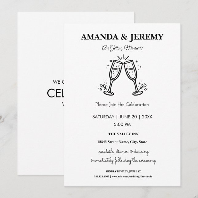 Modern Wedding Minimalist Elegant Invitation (Front/Back)