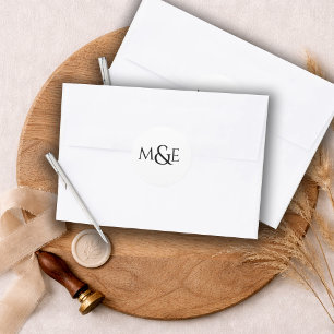 Modern Wedding Monogram Classic Round Sticker