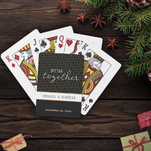 Modern Wedding Monogram Date Customised Name Playing Cards