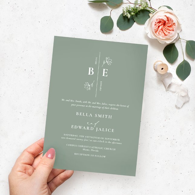 Modern Wedding Monogram Invitation (Creator Uploaded)