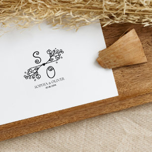 Modern Wedding Monogram  Rubber Stamp