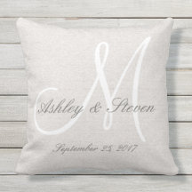 Modern Wedding Monogram Rustic Linen Look