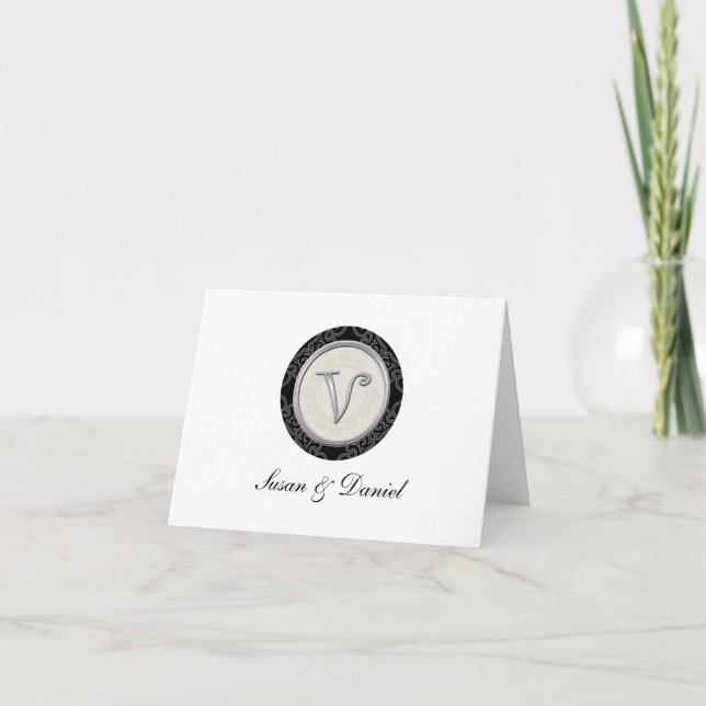Modern Wedding Monogrammed Note Card (Front)
