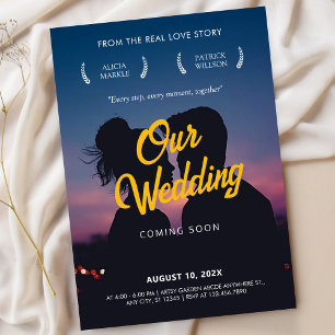 Modern wedding movie poster Silhouette of Lovers Invitation