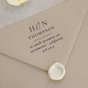 Modern Wedding Name & Initials Return Address Rubber Stamp
