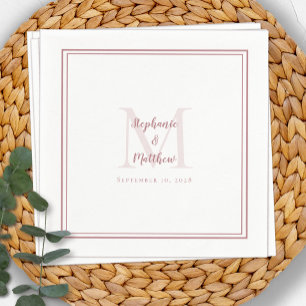 Modern Wedding Names Date Monogram Dusty Rose Pink Napkin