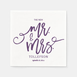 Modern Wedding Napkins   Brush Script (Plum)