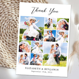 Modern Wedding Newlyweds Custom Photo Collage Thank You Card