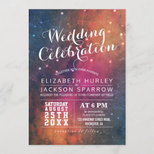 Modern Wedding Night Star Sky Galaxy Constellation Invitation