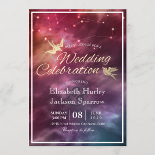 Modern Wedding Night Star Sky Galaxy Constellation Invitation