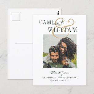 Modern Wedding Olive Green Gold THANK YOU PHOTO Postcard