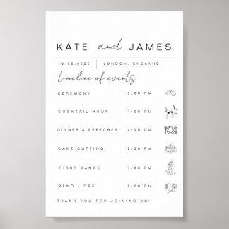 Modern Wedding Order of Events Timeline Sign