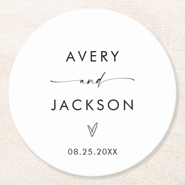 Modern Wedding Paper Coasters | Minimalist Wedding (Front)