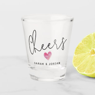 Modern Wedding Party Favour Custom Names Watercolo Shot Glass