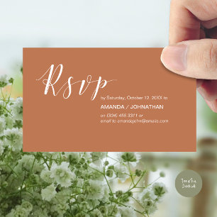 Modern Wedding Party RSVP, in Copper Rust Enclosure Card