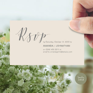 Modern Wedding Party RSVP, in Dark Grey Cream Enclosure Card