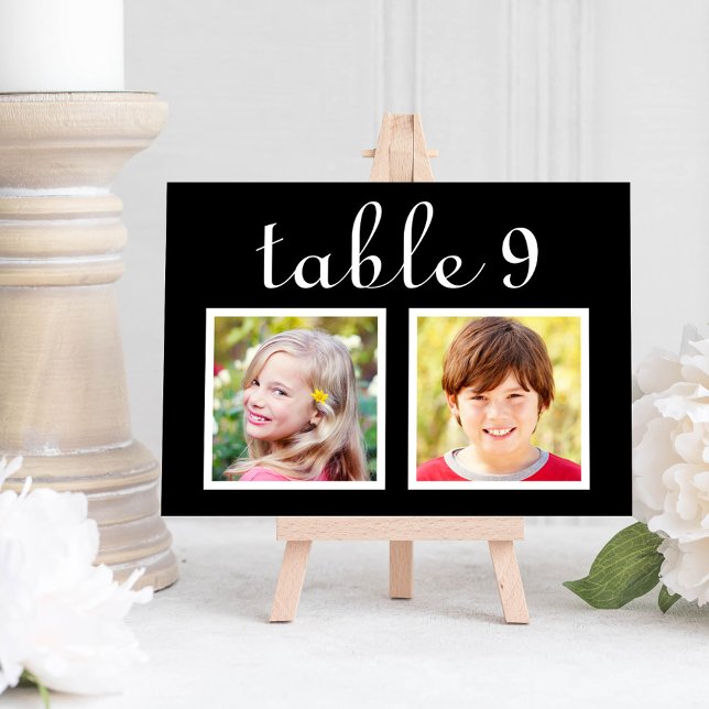 Modern Wedding Photo Black White Table Number (Creator Uploaded)