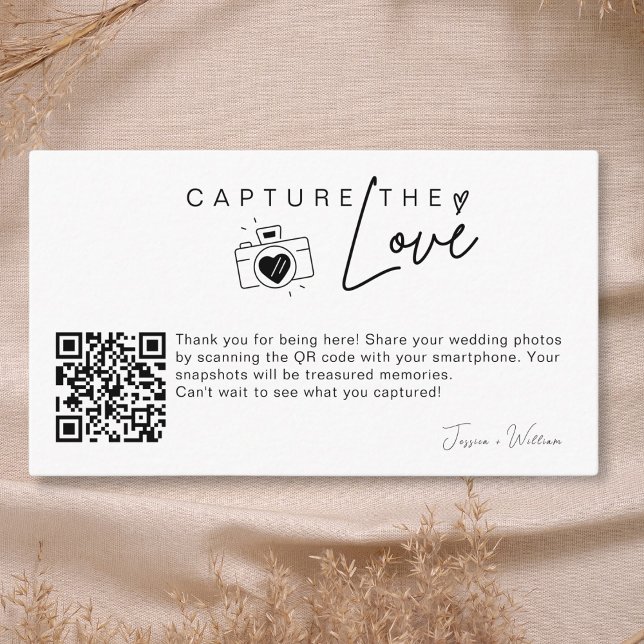 Modern Wedding Photo Capture the love Qr Code Enclosure Card (Creator Uploaded)