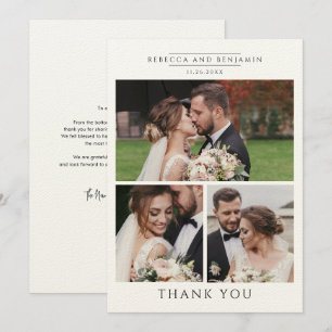 Modern Wedding Photo Collage Mr and Mrs Thank You Card