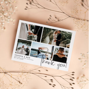 Modern Wedding Photo Collage Thank You