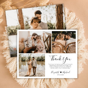 Modern Wedding Photo Collage Thank You Script Card