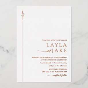 Modern Wedding Photo Foil Invitation LAYLA