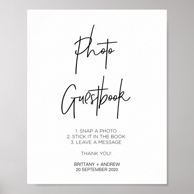 Modern Wedding Photo Guestbook Sign (Front)