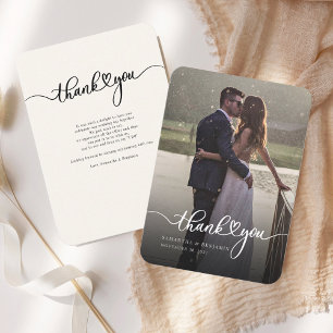Modern Wedding Photo Hand-Lettered Thank You Card