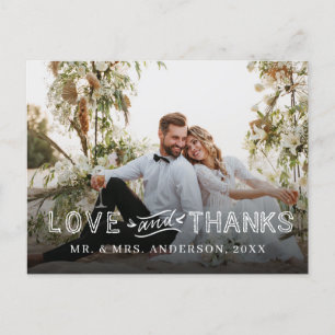 modern wedding photo handwriting holiday postcard