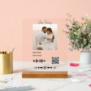 Modern Wedding Photo QR Code First Dance Song  Acrylic Sign