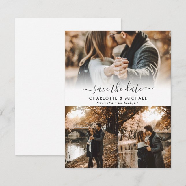 Modern Wedding Photo Save The Date Cards (Front/Back)
