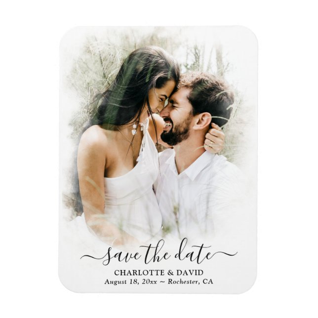 Modern Wedding Photo Save The Date Magnet (Vertical)