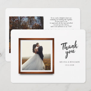 Modern Wedding Photo Script Thank You Card