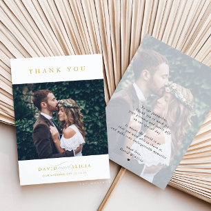 MODERN WEDDING photo simple classic gold black Invitation