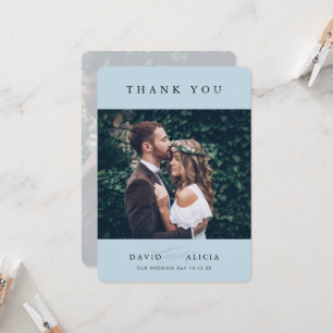 MODERN WEDDING photo simple classic pale blue Invitation