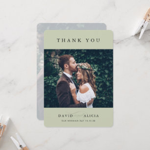MODERN WEDDING photo simple classic sage green Invitation