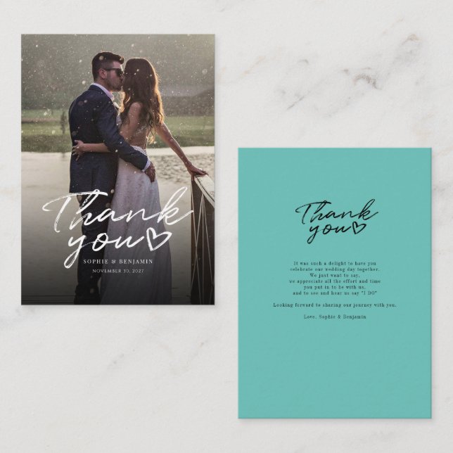 Modern Wedding Photo Thank You Card (Front/Back)