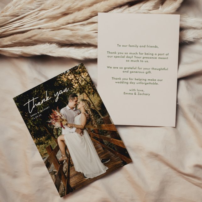 Modern Wedding Photo Thank You Card (Creator Uploaded)