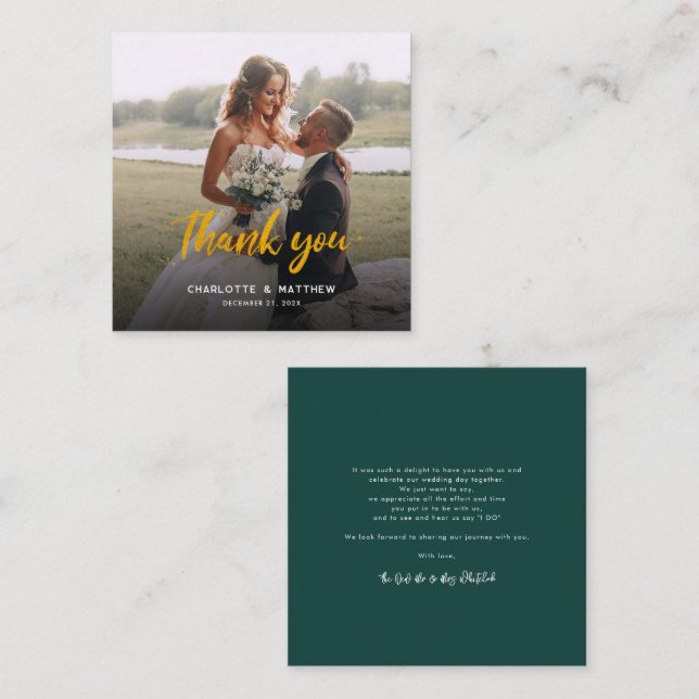 Modern Wedding Photo Thank You Card (Front/Back)