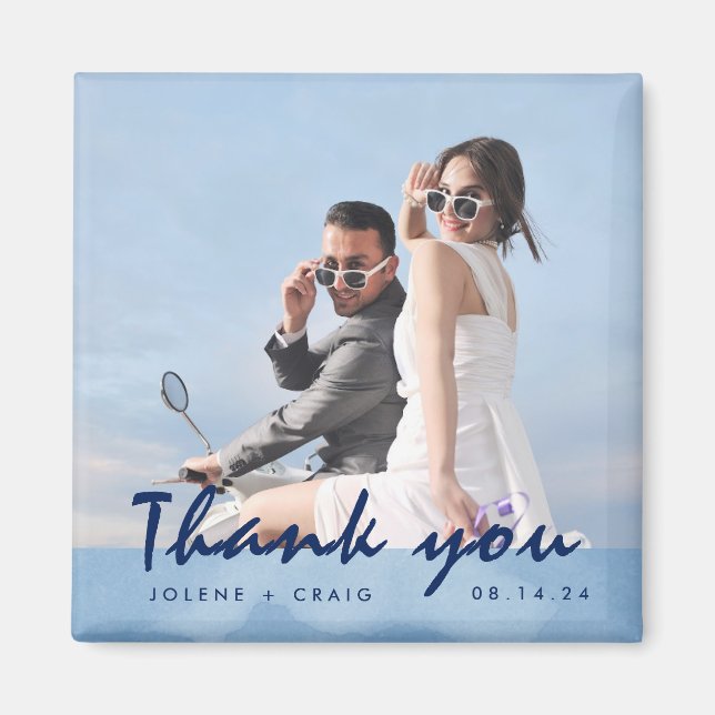 Modern Wedding Photo Thank You Favour Magnet (Front)