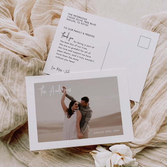 Modern Wedding Photo Thank You Postcard (Creator Uploaded)