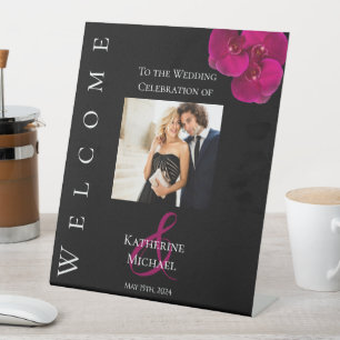Modern Wedding Photo Welcome Sign- Pedestal Sign