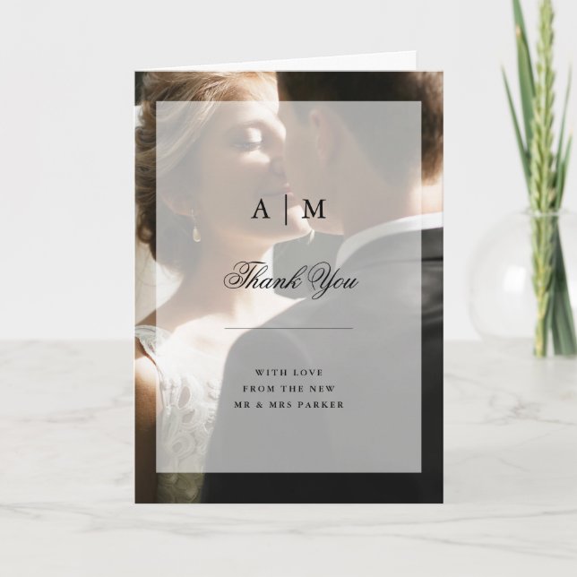Modern Wedding Photo with Overlay | Thank You (Front)