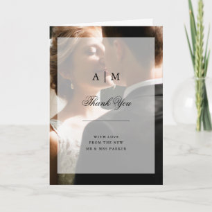 Modern Wedding Photo with Overlay Thank You Card