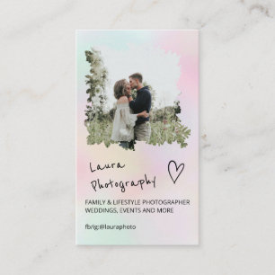 Modern wedding photographer pastel floral 2 photo business card