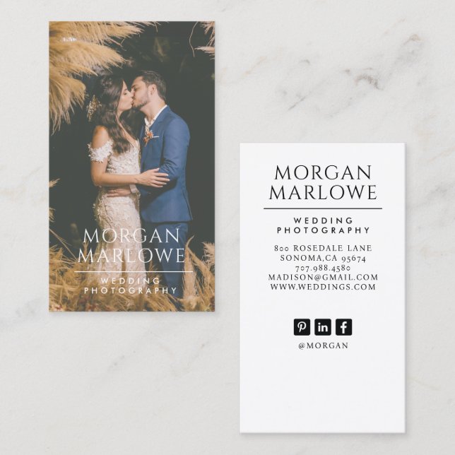 Modern Wedding Photographer Photo  Business Card (Front/Back)