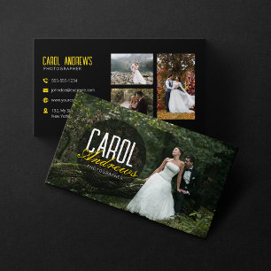 Modern Wedding Photographer Photo Collage Business Card