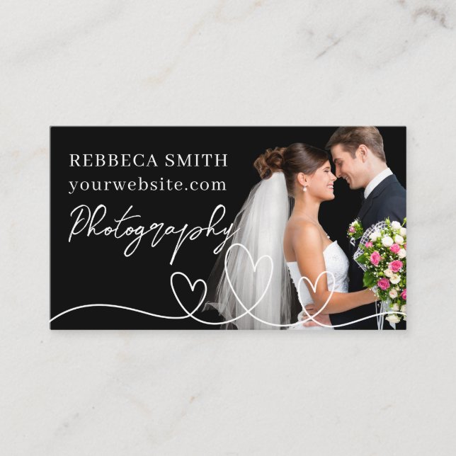 Modern wedding photographer photo collage minimal  business card (Front)