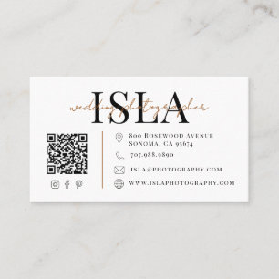 Modern Wedding Photographer QR Code Business Card
